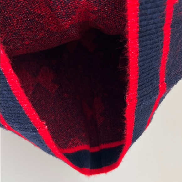 THML Veronica Bow Pattern V-Neck Sweater Vest Navy and Red NWT Size S - Picture 8 of 15